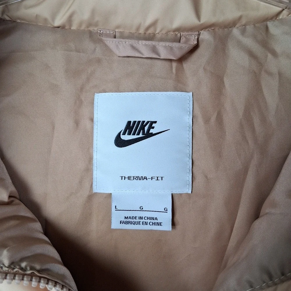 Nike Therma-Fit Windrunner Down Vest Women's Large Brown Beige Puffer